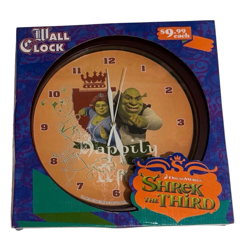 Vintage‎ Y2K 2007 Shrek the Third DreamWorks Movie Promo Wall Clock In Box